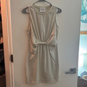 Sadie and Sage Light Gray and ivory Sleeveless Mini Dress